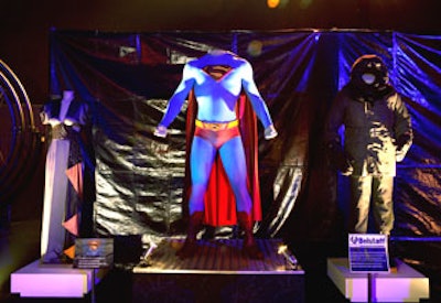 A well-lit display showcased costumes from the film.