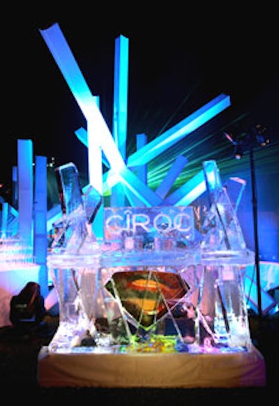 Bartenders at ice bars served vodka cocktails from sponsor Ciroc.