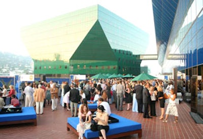 Guests lounged on furniture provided by Classic Party Rentals and Designer 8 Event Furniture Rentals that gave both the interior and the exterior of the WP at the Pacific Design Center an added element of chic. Classic Party Rentals also provided high-quality black canvas and mesh gift bags chock-full of goodies for each guest.