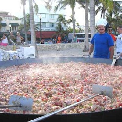 Paella Party Creations cooked up a paella on site in a nine-foot pan.