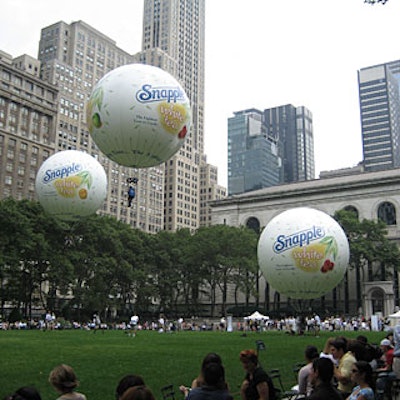 Snapple promoted its new white teas with hot air balloon rides over Bryant Park.