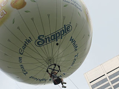 One Giant Leap's Parabounce balloons hoisted riders 100 feet off the ground.