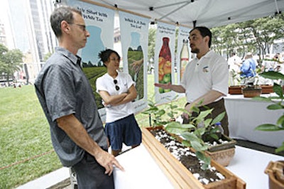 Along the edge of the park's lawn, a tented area featured tea plants and tea sommelier James Labe, who discussed the benefits of tea consumption.