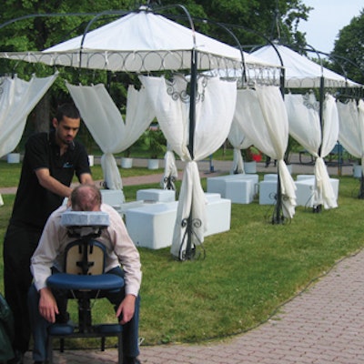 Spaparty.com offered massages near outdoor smoking shelters from Signature Rentals.