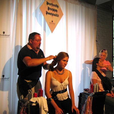 Professional hair stylists from Schwarzkopf offered ponytail hairdos.