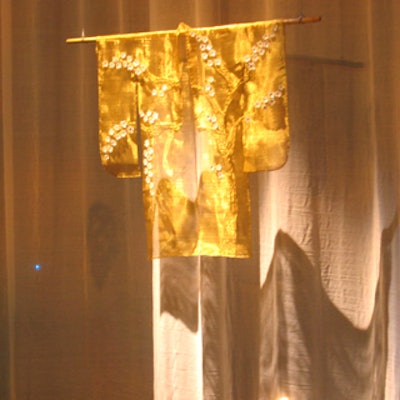 Lyons also created wire-and-mesh decor pieces like this yellow Kimono.