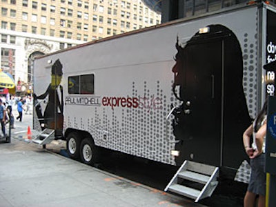 The trailer stood out in the midst of Times Square traffic.