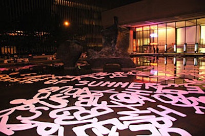 Surge Lighting shone pink light on the white foam core letters.