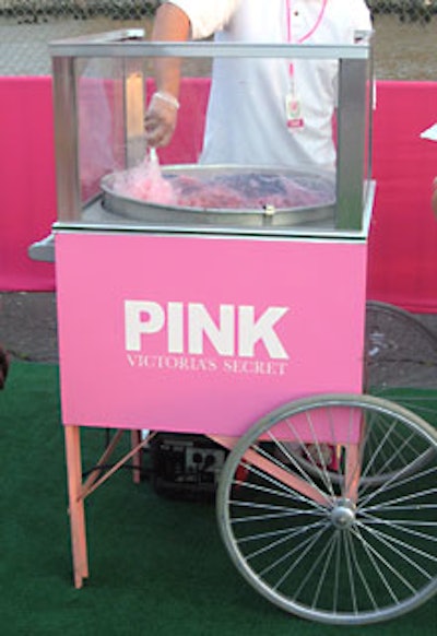 Customized carts served pink cotton candy.