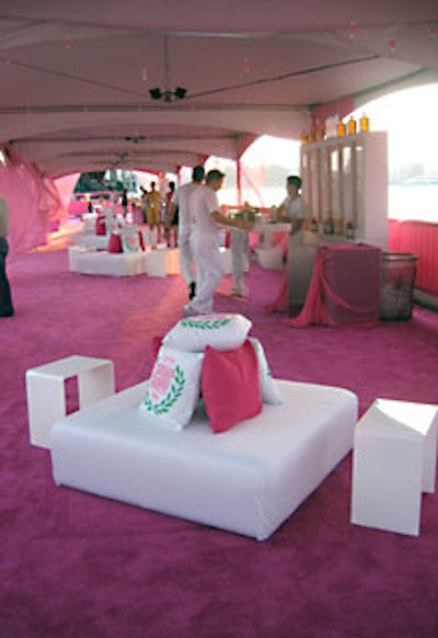 The V.I.P. tent had two bars and plenty of cushions and pillows.