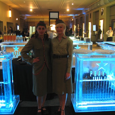 Servers from Pravda Vodka poured drinks at a Pravda Vodka-branded ice bar from Iceman.