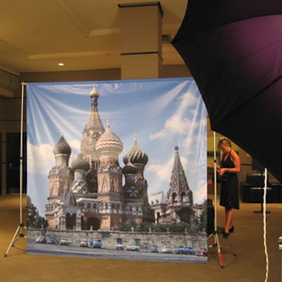 An image of a Russian castle was the backdrop for guest's keepsake pictures.