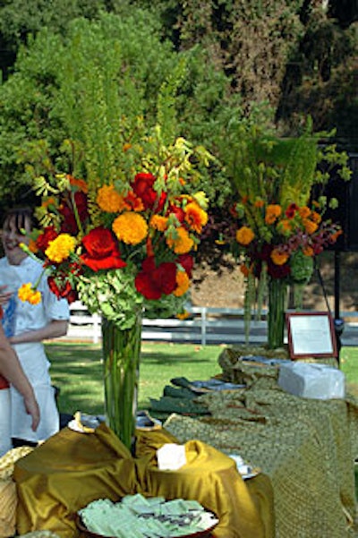 Flowers from C.J. Matsumoto topped Spago's table.