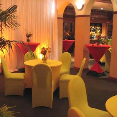 conceptBAIT's signature spandex covered the tables and chairs in colorful tones.