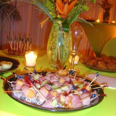 The restaurant passed tapas-style hors d'oeuvres such as ham-wrapped melon balls.