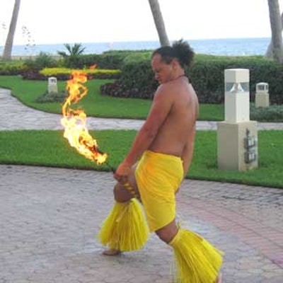 R.J. Rewi from Drums of Polynesia Productions performed a fiery routine during cocktails.