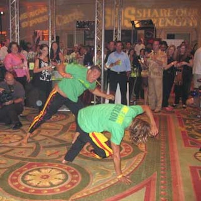 A capoeira performance went perfectly with Leblon's Brazilian tequila drinks.
