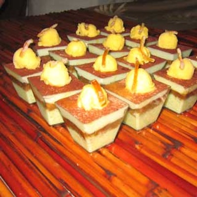 Chef Michael Bloise of Wish served tiramisu with citrus rice pudding and orange sorbet.