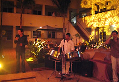 A steel band entertained guests outside.