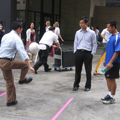 The FIFA World Cup barbecue station supplied soccer balls for guests to kick around.