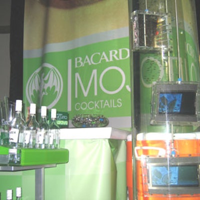 For the Miami Vice premiere, Bacardi's branded bar featured AVS Entertainment's water-filled tube with floating LCD screens that ran its latest Mojito commercial.