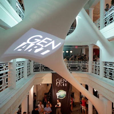 The Gen Art logo branded portions of the Moore Building, such as this center column, for its first-ever Shop Miami event.