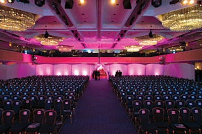 Stretch fabric walls created three separate environments in one ballroom at the Toy of the Year awards.