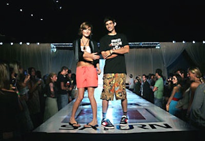 Models strutted in a Hurley fashion show.