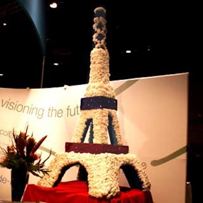 ME Productions created a massive 10-foot floral impression of the Eiffel Tower.