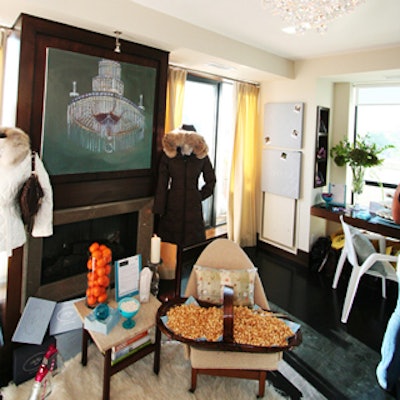 Cotton transformed the living room into a product showcase, complete with display stands and clothing mannequins.