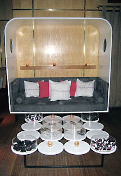 T-Mobile filled Marquee’s upstairs lounge with mod-looking custom furniture by J. Ben Bourgeois.