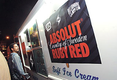 Parked alongside Absolout´s red carpet was a sundae truck, where guests, famous and nonfamous, were encouraged to indulge in ice cream topped with ruby red sprinkles.