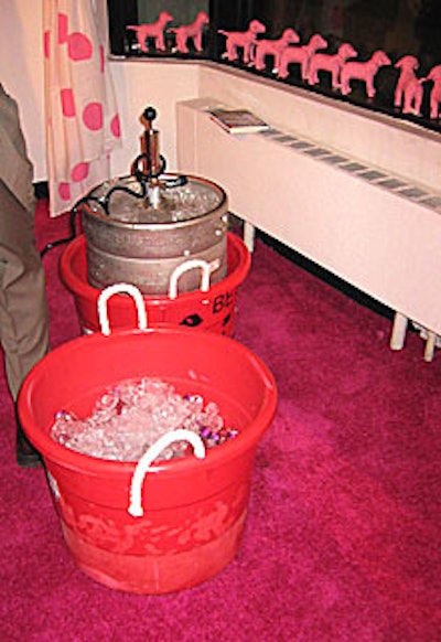 Kegs of Bud were set up throughout the sorority house at the evening keg party.