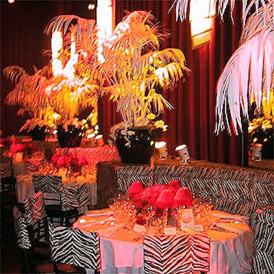 Bestek Lighting & Staging custom built banquettes and other set pieces to make the Whitney's fourth floor resemble a 30's nightclub.