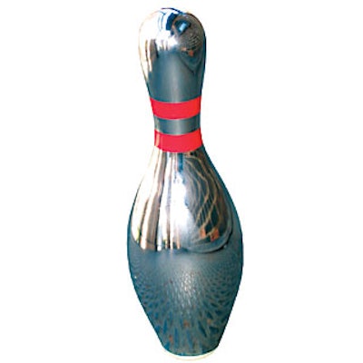 Bowling Concepts' bowling pin coin bank.