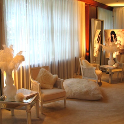 Push pillows and lots of white feathers worked together to create the heavenly theme.