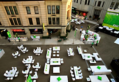 The cinematic New York street was backdrop for the party.