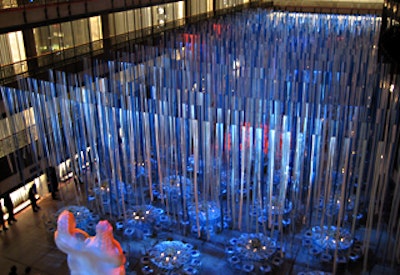 Ribbons spanned the space between the balconies.