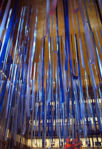 The ribbons helped soften the height of the room.