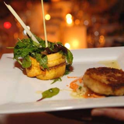 Thierry's Catering started guests off with a Louisiana crab cake on mesclun greens with passion fruit vinaigrette and a mango salsa remoulade.