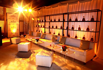 Event Eleven brought in the decor and furniture that dotted the sophisticated party space, including lots of sleek white lounge furniture and Lucite tables.