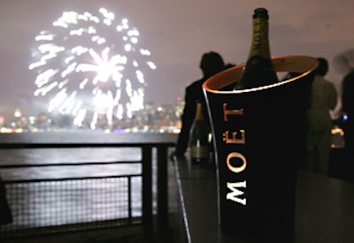 Guests at the party assumed the fireworks display was part of the Moët party, but they were actually for a Fordham University event being held the same night on Ellis Island.