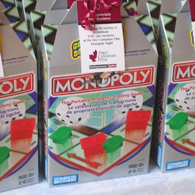 Guests received a copy of Travel Monopoly, a portable version of the original Monopoly game, as a parting gift.