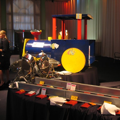 A large model caboose was a focal point in the food station area.