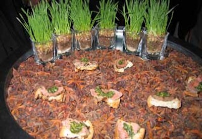 Taste Caterers passed hors d'oeuvres made from local and sustainable sources, such as grass-fed Tuscan steak.