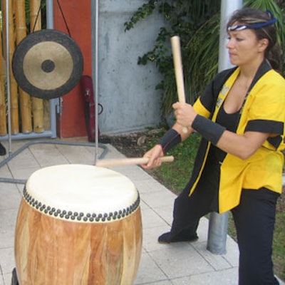 This female taiko drummer helped greet guests as they arrived at the garden.