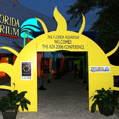 Grand Events of Florida built two suns for the event, a 20-footer that hung within the main lobby and this smaller one that lined the front entrance.