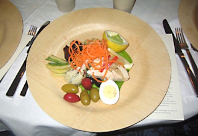 The Sheraton prepared a fish entrée for the conference’s first day compostable luncheon, served on bamboo plates and cutlery.