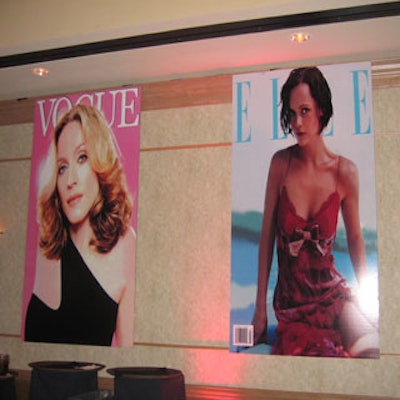 The ballroom walls were covered with blown-up magazine covers.