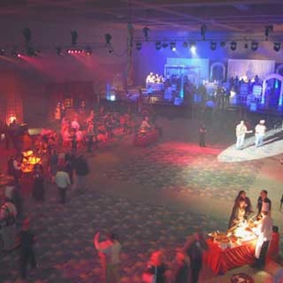 The Valencia Ballroom of the center was transformed into two distinct sections, each with its own decor and catering.